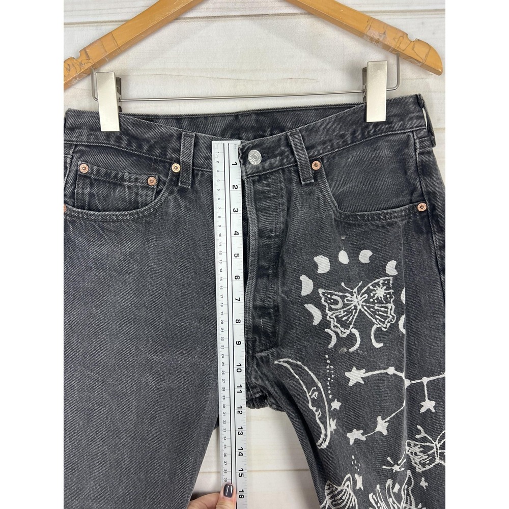 VTG Levis 501 Jeans Adult 33x30 XX Black Graphics Made USA Celestial Rips 90s - Picture 8 of 11